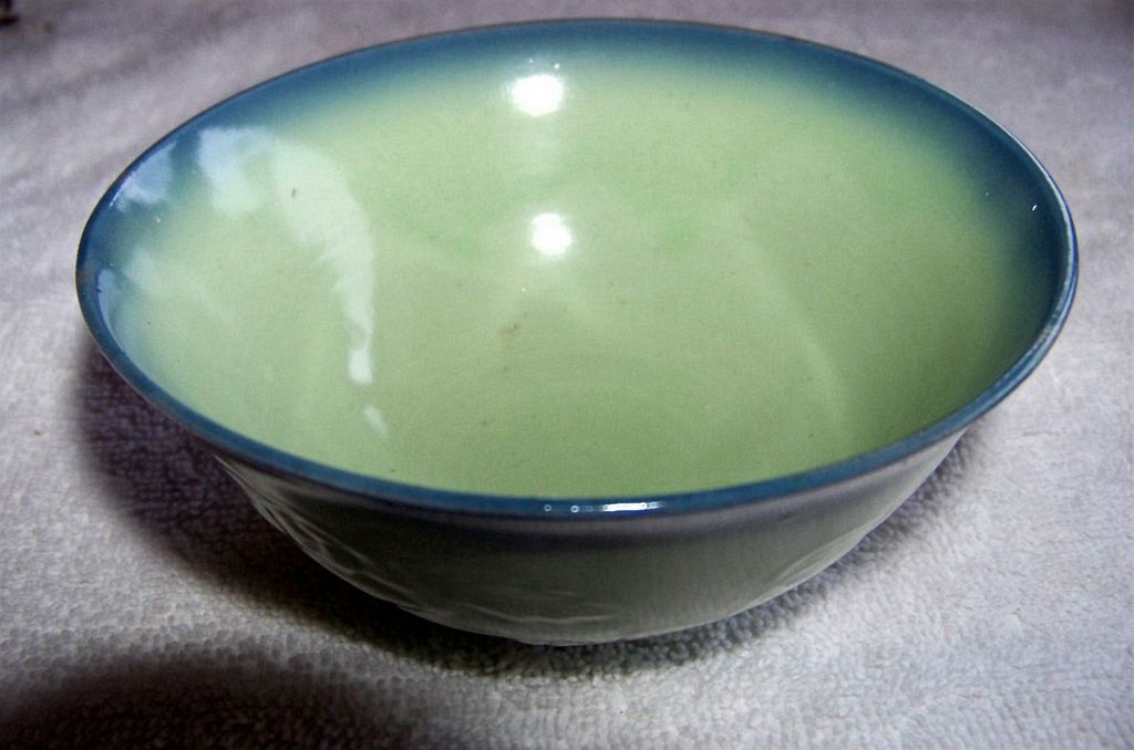 Beautiful Asian, Antique Green & Blue Ceramic Rice Bowl W Foo Dog Or Lion Beautiful Asian, Antique Green & Blue Ceramic Rice Bowl W Foo Dog Or Lion