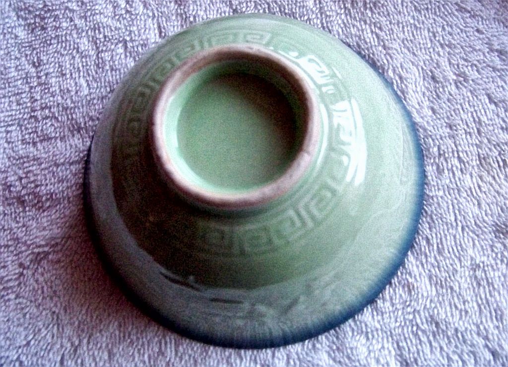 Beautiful Asian, Antique Green & Blue Ceramic Rice Bowl W Foo Dog Or Lion Beautiful Asian, Antique Green & Blue Ceramic Rice Bowl W Foo Dog Or Lion