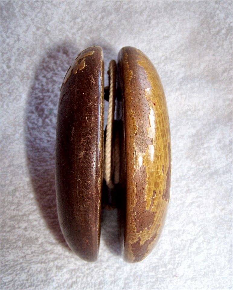Large Vintage, Unique Wooden Yo Yo, Brown Large Vintage, Unique Wooden Yo Yo, Brown