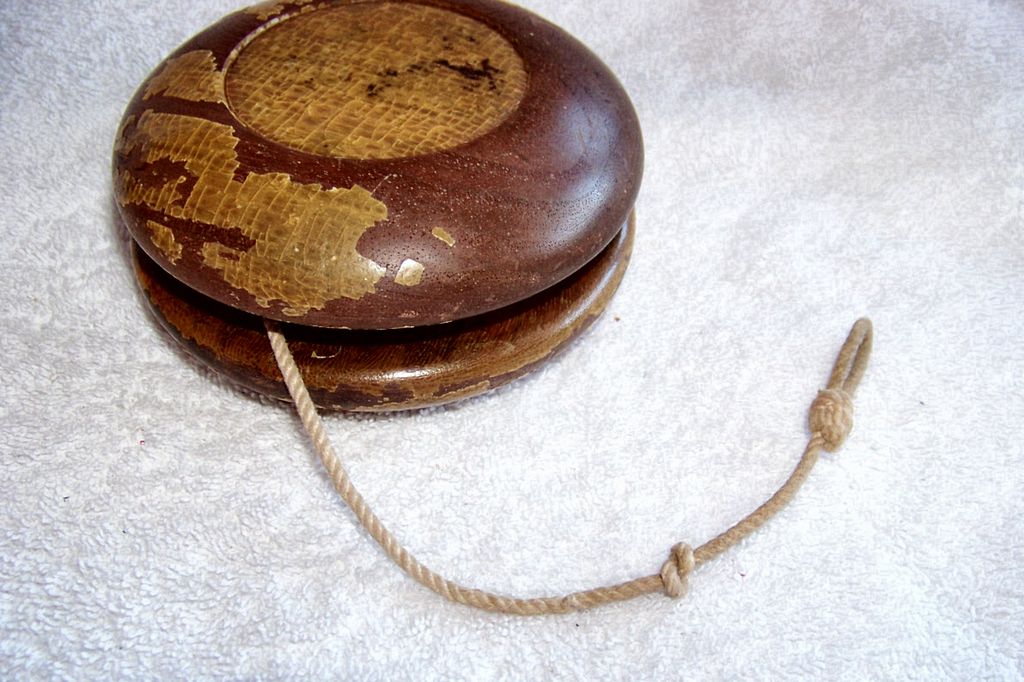 Large Vintage, Unique Wooden Yo Yo, Brown Large Vintage, Unique Wooden Yo Yo, Brown