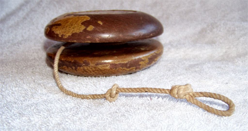 Large Vintage, Unique Wooden Yo Yo, Brown Large Vintage, Unique Wooden Yo Yo, Brown