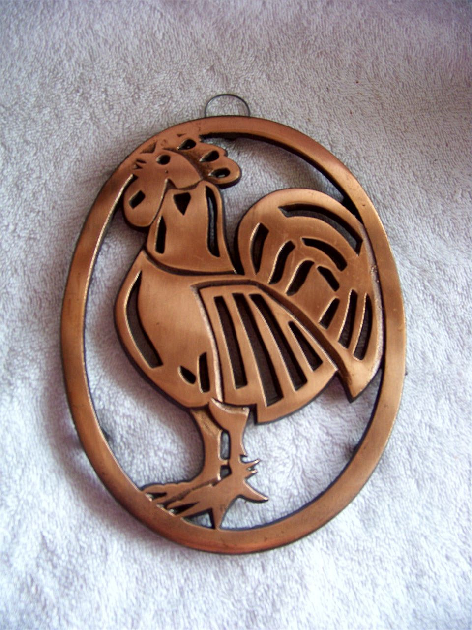 Cast Iron & Copper Progressive Int. Rooster Trivet 1982 Cast Iron & Copper Progressive Int. Rooster Trivet 1982