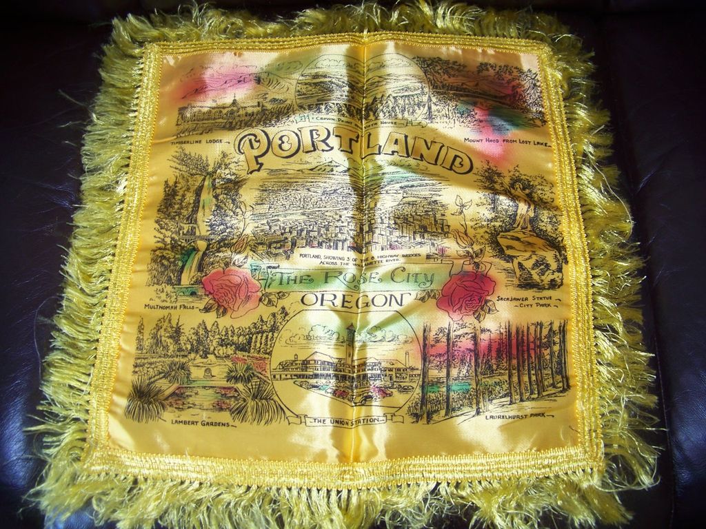 Historical, Portland Oregon The Rose City, Silk Pillow Cover, Souvenir Historical, Portland Oregon The Rose City, Silk Pillow Cover, Souvenir