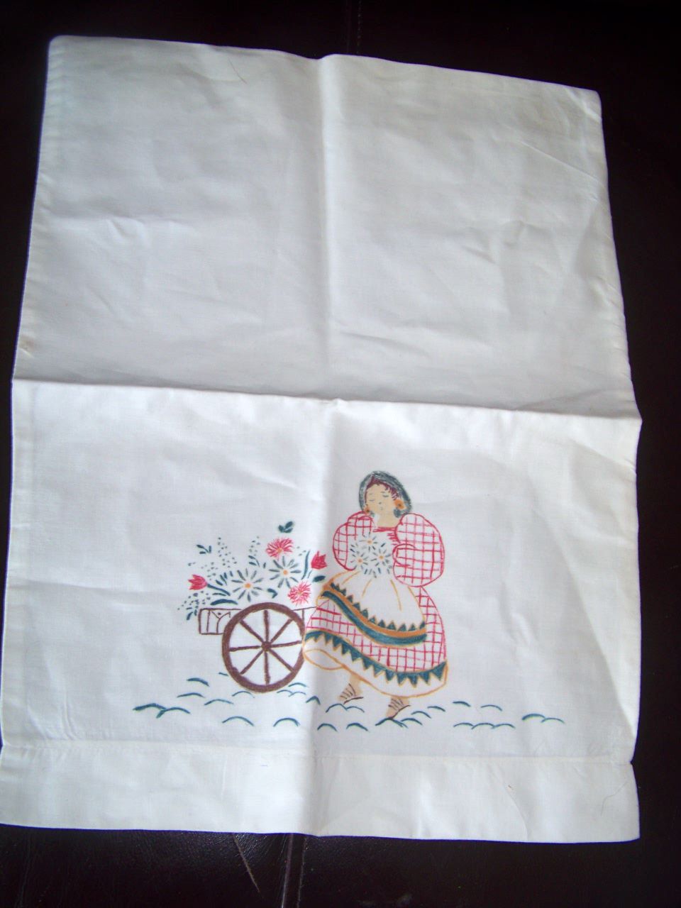 Child's Painted Lady, Flowers & Cart Pillow Case Child's Painted Lady, Flowers & Cart Pillow Case