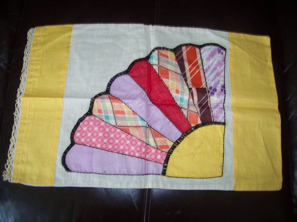 Child's Fan Patch Work Pillow Case, W Crochet Edge Child's Fan Patch Work Pillow Case, W Crochet Edge