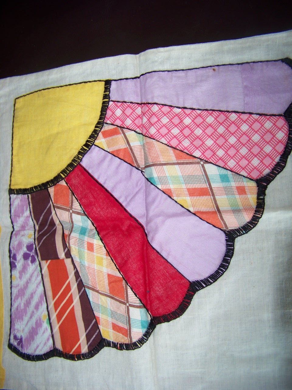 Child's Fan Patch Work Pillow Case, W Crochet Edge Child's Fan Patch Work Pillow Case, W Crochet Edge