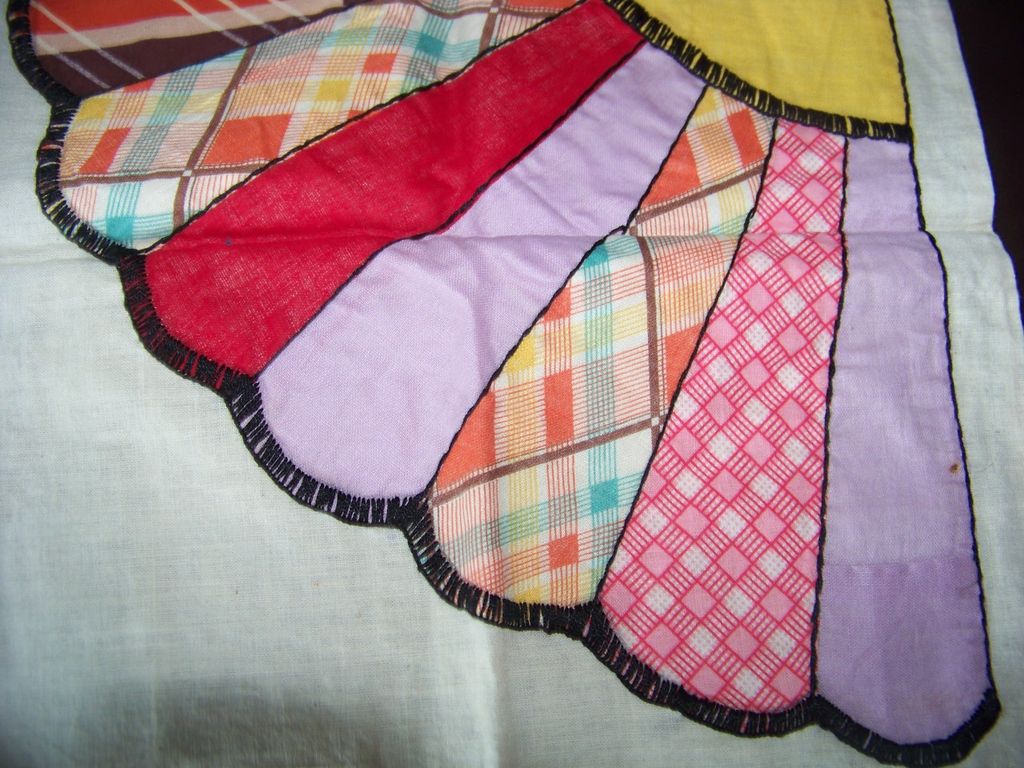 Child's Fan Patch Work Pillow Case, W Crochet Edge Child's Fan Patch Work Pillow Case, W Crochet Edge