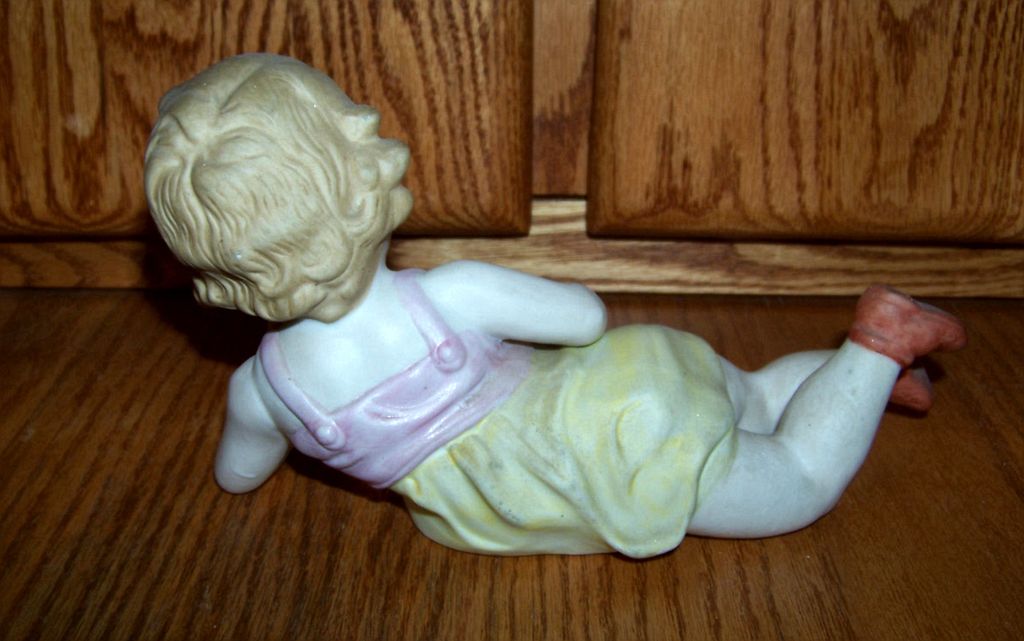 Vintage Bisque Large Panio Baby Figurine W Rabbit Vintage Bisque Large Panio Baby Figurine W Rabbit