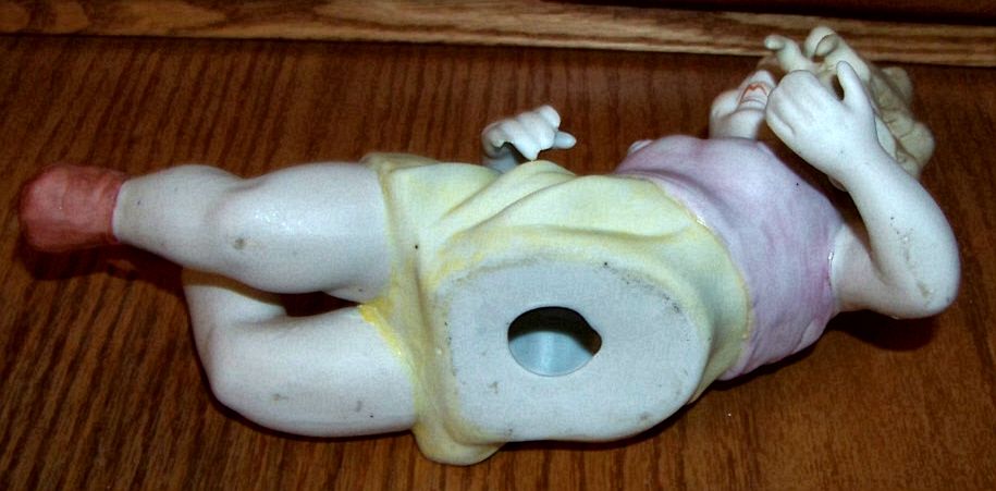 Vintage Bisque Large Panio Baby Figurine W Rabbit Vintage Bisque Large Panio Baby Figurine W Rabbit