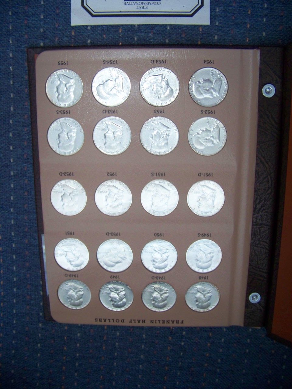 Franklin Silver Half Dollar Complete Set in Book, 1948-1963 Franklin Silver Half Dollar Complete Set in Book, 1948-1963