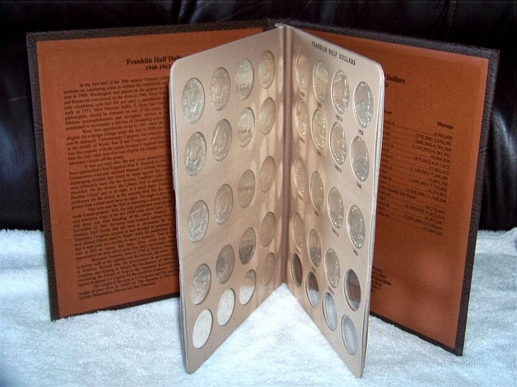 Franklin Silver Half Dollar Complete Set in Book, 1948-1963 Franklin Silver Half Dollar Complete Set in Book, 1948-1963