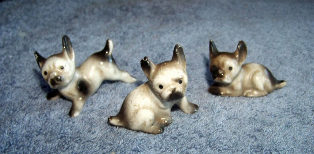3 Bull Dog Figurines, Made In Japan, Set 3 Bull Dog Figurines, Made In Japan, Set