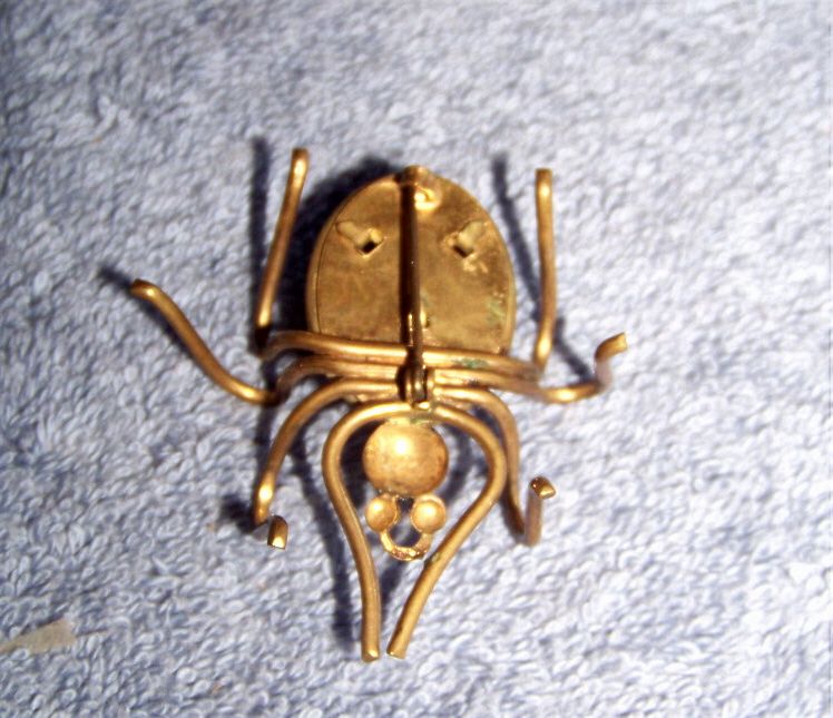 Large Handmade, Wire & Onyx Spider Brooch Pin Large Handmade, Wire & Onyx Spider Brooch Pin