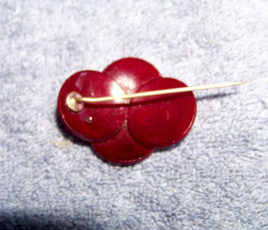 Vintage Maroon Plastic Hat / Coat , Pin W Pink Rhinestones & Faux Seed Pearls Vintage Maroon Plastic Hat / Coat , Pin W Pink Rhinestones & Faux Seed Pearls
