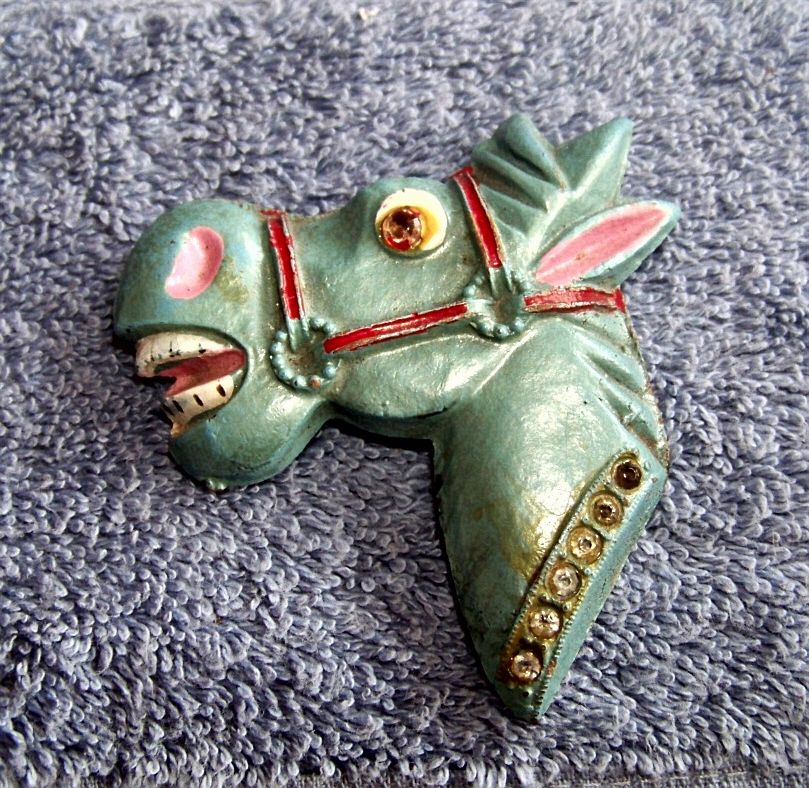 Large Horse Head Brooch Pin, W Rhinestones Large Horse Head Brooch Pin, W Rhinestones