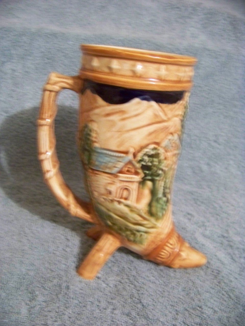 Horn Shape Beer Mug Man Woman House Trees Horn Shape Beer Mug Man Woman House Trees