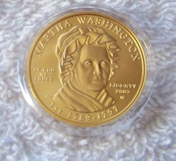 Martha Washington 2007 First Spouse Gold Coin & Box Martha Washington 2007 First Spouse Gold Coin & Box