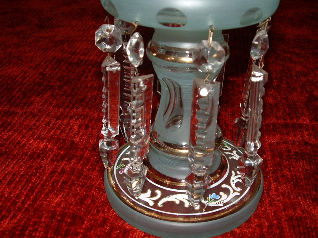 Czechoslovakian Crystal Mantle Lustres, Luster's Pair Czechoslovakian Crystal Mantle Lustres, Luster's Pair