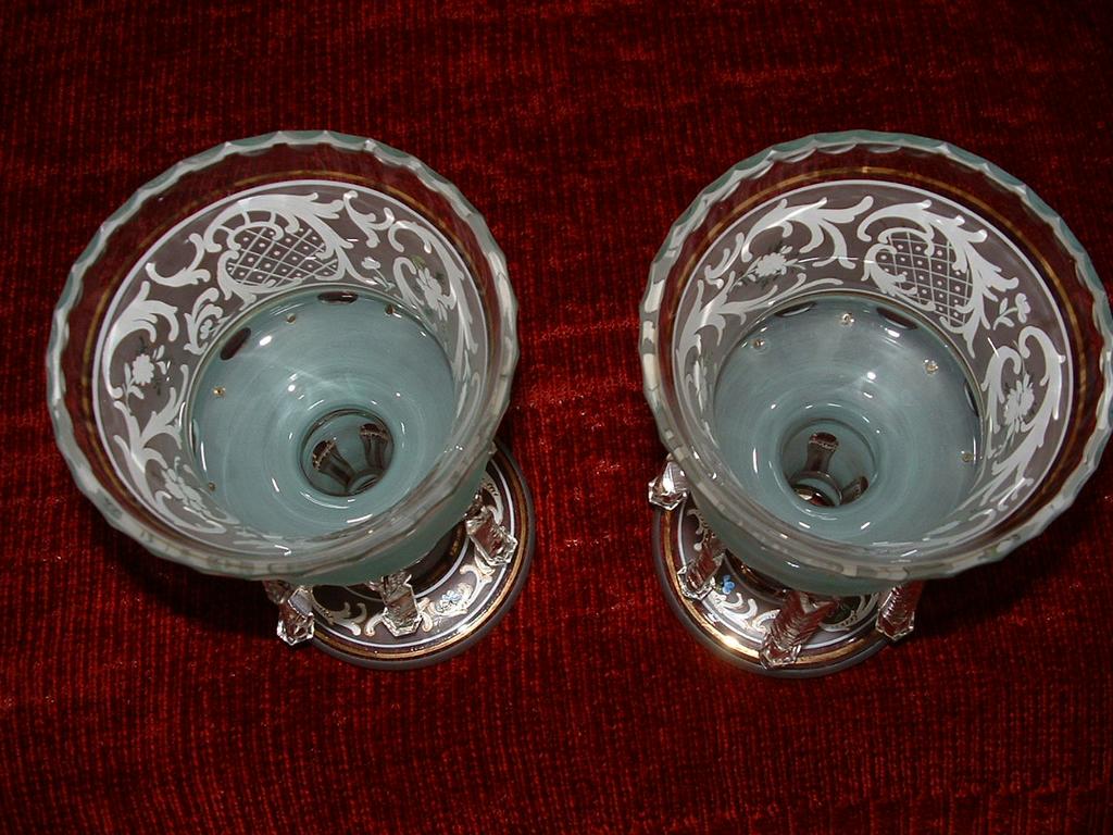 Czechoslovakian Crystal Mantle Lustres, Luster's Pair Czechoslovakian Crystal Mantle Lustres, Luster's Pair