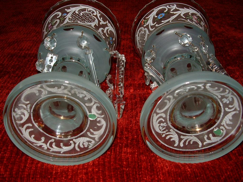 Czechoslovakian Crystal Mantle Lustres, Luster's Pair Czechoslovakian Crystal Mantle Lustres, Luster's Pair