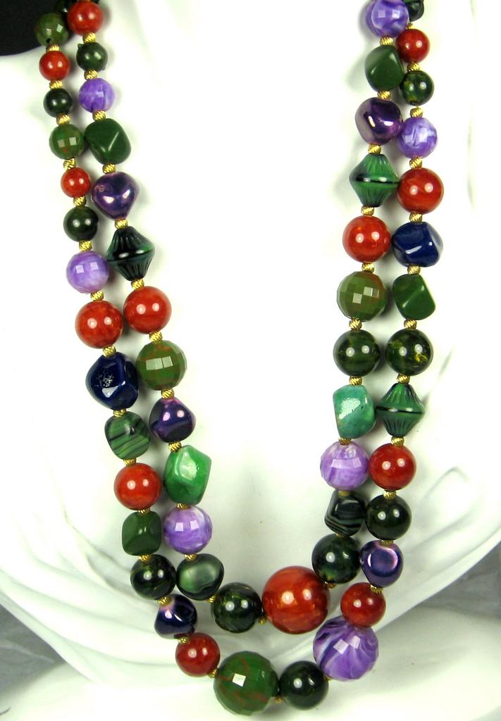 Two Strand Hattie Carnegie Marbled Bakelite, Faceted Plastic, and  from judysgems on Ruby Lane