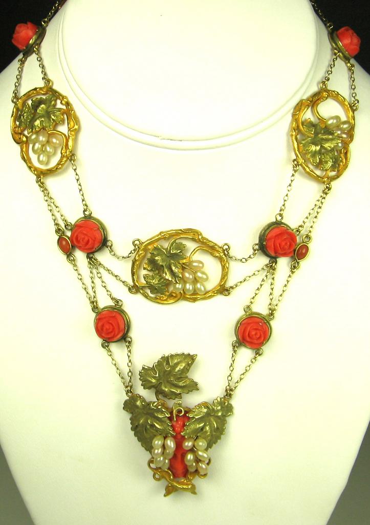 Item ID: 1510- Coral Floral Necklace In Shop's Backroom Item ID: 1510- Coral Floral Necklace In Shop's Backroom