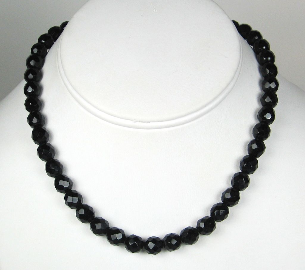 Antique Black Crystal Necklace 42