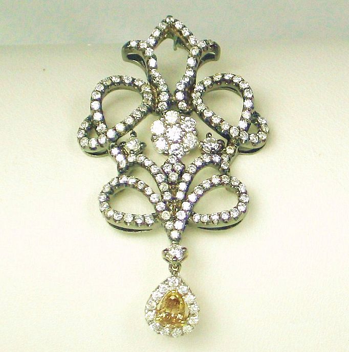 18kt Gold, 0.40ct Fancy Yellow/Champagne Diamond, and 1.50ct White  from judysgems on Ruby Lane