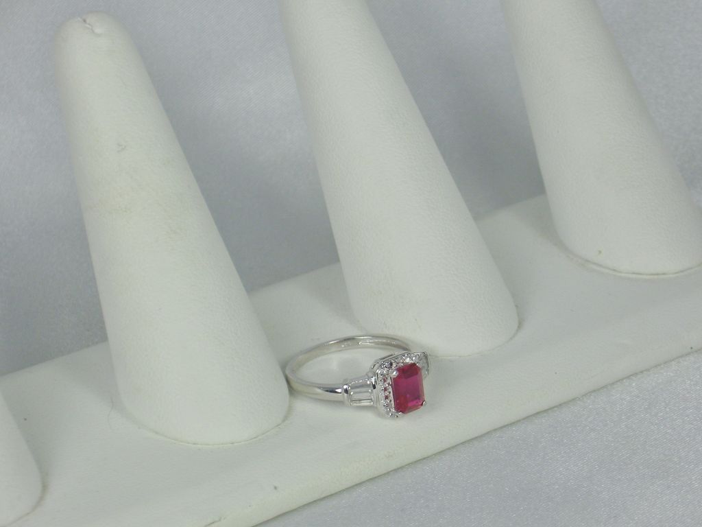 Estate 10kt Gold, 1.12 carat Synthetic Pink Ruby and Diamond Ring Estate 10kt Gold, 1.12 carat Synthetic Pink Ruby and Diamond Ring