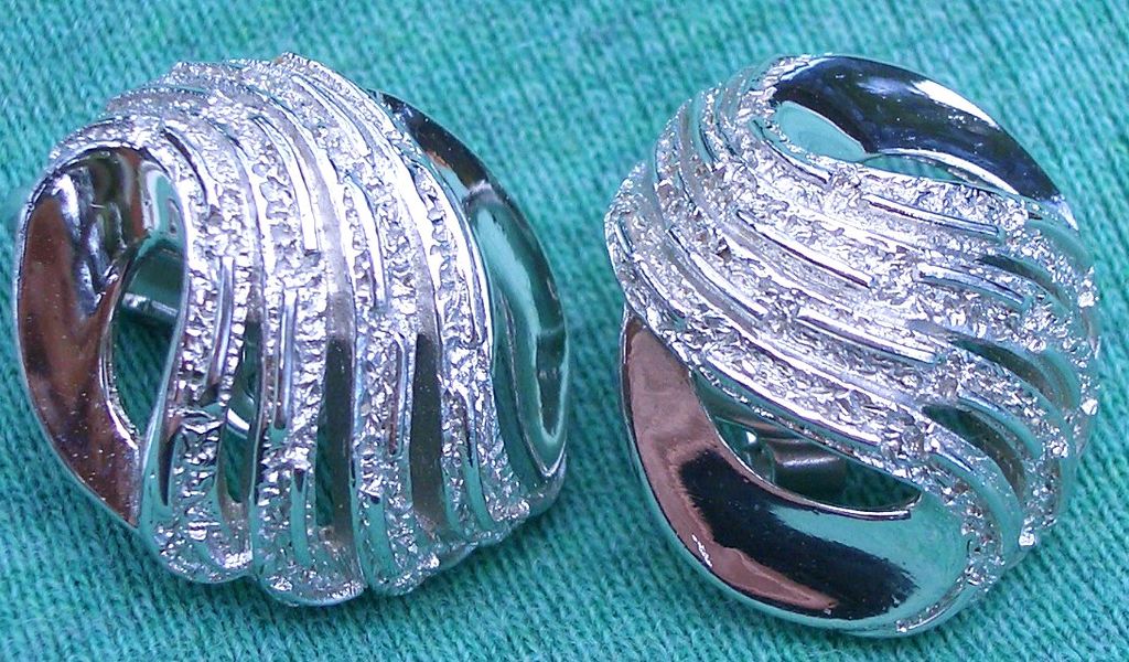Silver Tone Trifari Crown Earrings Clip style Silver Tone Trifari Crown Earrings Clip style
