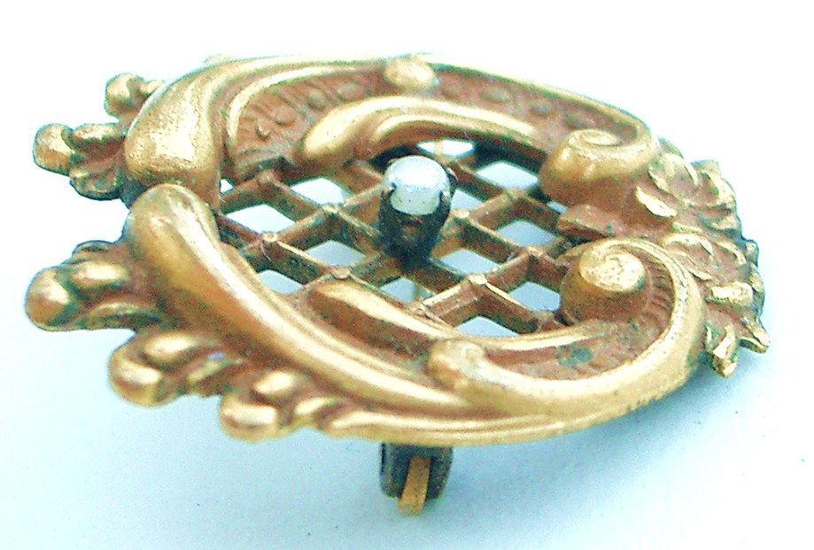 Spectacular Dimensional Victorian Gold Filled Pin with Seed Pearl Spectacular Dimensional Victorian Gold Filled Pin with Seed Pearl