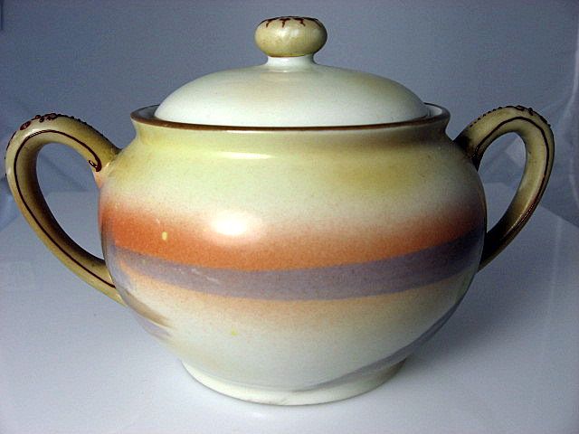 Noritake Nippon Hand Painted Sugar Bowl Tree in the Meadow-1918 Noritake Nippon Hand Painted Sugar Bowl Tree in the Meadow-1918