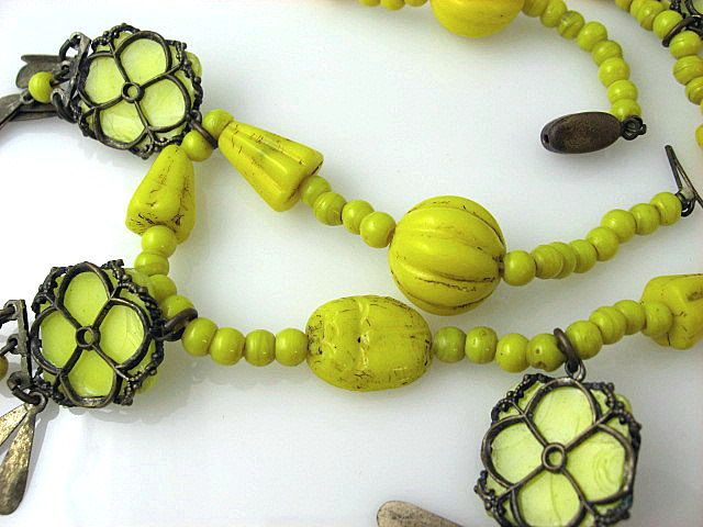 Closeout Price-Czechoslovakia Egyptian Revival Pharaoh Drippy Glass Necklace Set Closeout Price-Czechoslovakia Egyptian Revival Pharaoh Drippy Glass Necklace Set