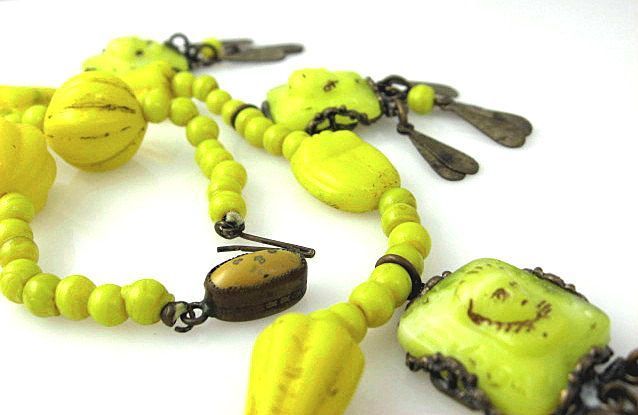 Closeout Price-Czechoslovakia Egyptian Revival Pharaoh Drippy Glass Necklace Set Closeout Price-Czechoslovakia Egyptian Revival Pharaoh Drippy Glass Necklace Set