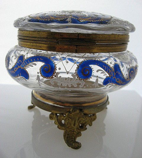 Antique French Cloisonne Enamel Footed Powder Jar Antique French Cloisonne Enamel Footed Powder Jar
