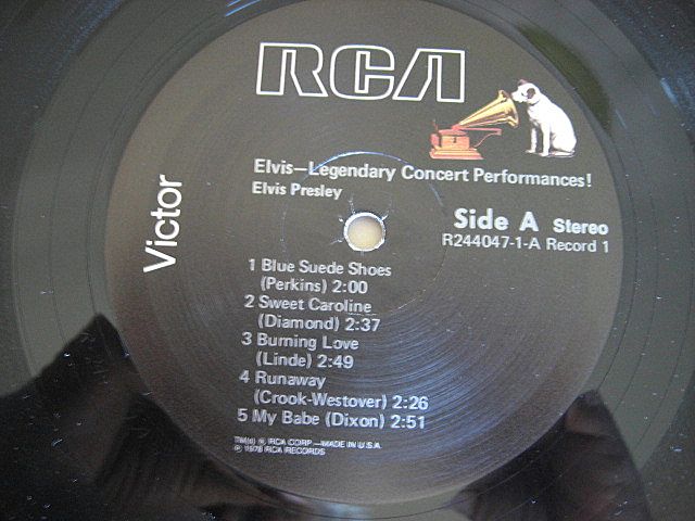 Elvis Legendary Concert Performances 1978 Record Album Elvis Legendary Concert Performances 1978 Record Album