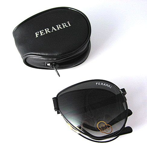 Ferarri Folding Aviator Sunglasses with Leather Zipper Case Ferarri Folding Aviator Sunglasses with Leather Zipper Case