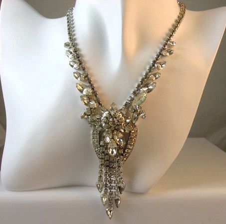 Magnificent Dazzling Rhinestone Waterfall Necklace~Possible Schreiner Magnificent Dazzling Rhinestone Waterfall Necklace~Possible Schreiner