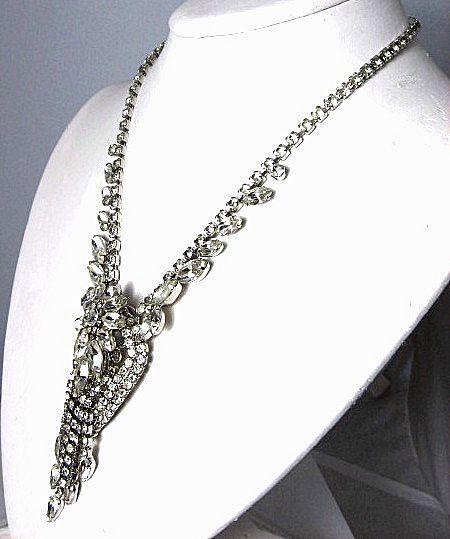 Magnificent Dazzling Rhinestone Waterfall Necklace~Possible Schreiner Magnificent Dazzling Rhinestone Waterfall Necklace~Possible Schreiner