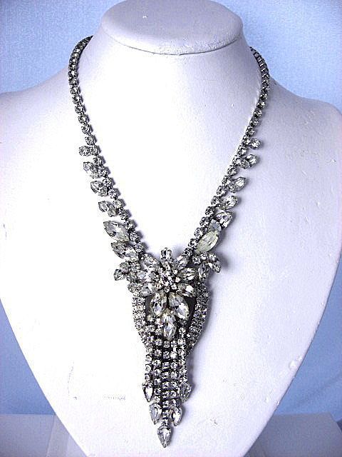 Magnificent Dazzling Rhinestone Waterfall Necklace~Possible Schreiner Magnificent Dazzling Rhinestone Waterfall Necklace~Possible Schreiner