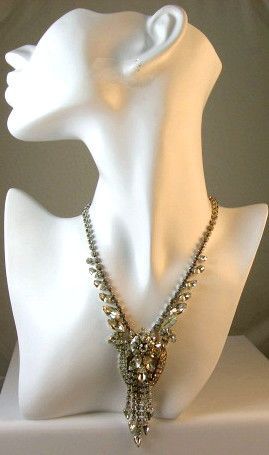 Magnificent Dazzling Rhinestone Waterfall Necklace~Possible Schreiner Magnificent Dazzling Rhinestone Waterfall Necklace~Possible Schreiner