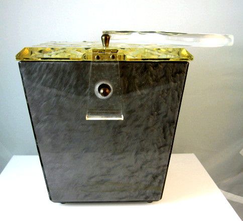Gray Marbled 1950's Lucite Purse with Carved Lucite Lid and Handle Gray Marbled 1950's Lucite Purse with Carved Lucite Lid and Handle