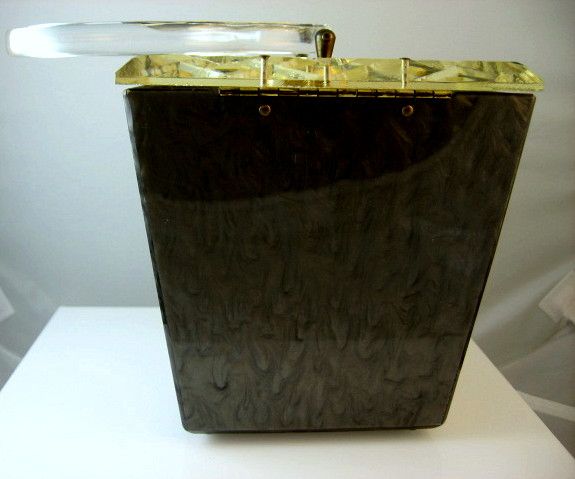 Gray Marbled 1950's Lucite Purse with Carved Lucite Lid and Handle Gray Marbled 1950's Lucite Purse with Carved Lucite Lid and Handle