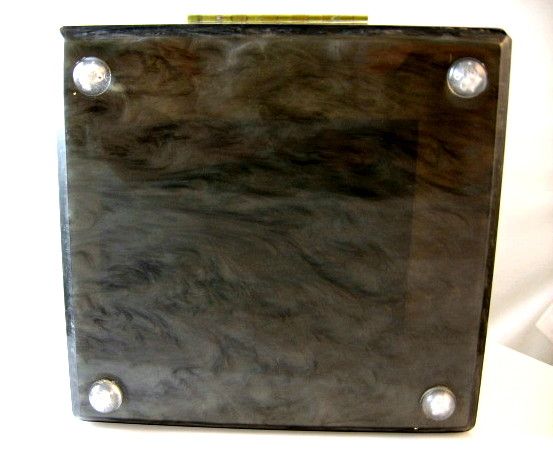Gray Marbled 1950's Lucite Purse with Carved Lucite Lid and Handle Gray Marbled 1950's Lucite Purse with Carved Lucite Lid and Handle