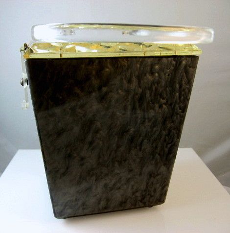 Gray Marbled 1950's Lucite Purse with Carved Lucite Lid and Handle Gray Marbled 1950's Lucite Purse with Carved Lucite Lid and Handle