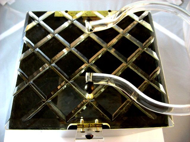 Gray Marbled 1950's Lucite Purse with Carved Lucite Lid and Handle Gray Marbled 1950's Lucite Purse with Carved Lucite Lid and Handle