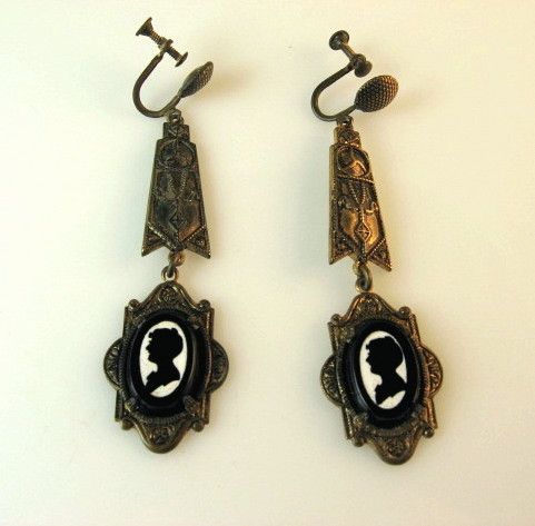 Reduced Edwardian Gilded Brass Silhouette Dangle/Drop Earrings Reduced Edwardian Gilded Brass Silhouette Dangle/Drop Earrings