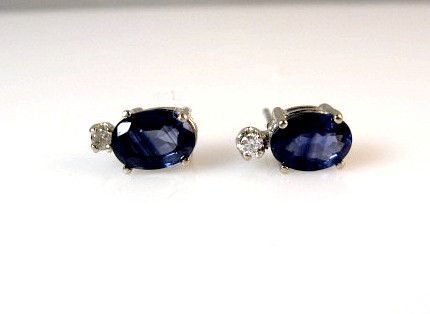 Estate 2.06ctw Sapphire and Diamond 14K Gold Stud Earrings Estate 2.06ctw Sapphire and Diamond 14K Gold Stud Earrings