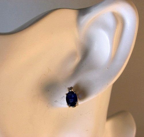 Estate 2.06ctw Sapphire and Diamond 14K Gold Stud Earrings Estate 2.06ctw Sapphire and Diamond 14K Gold Stud Earrings