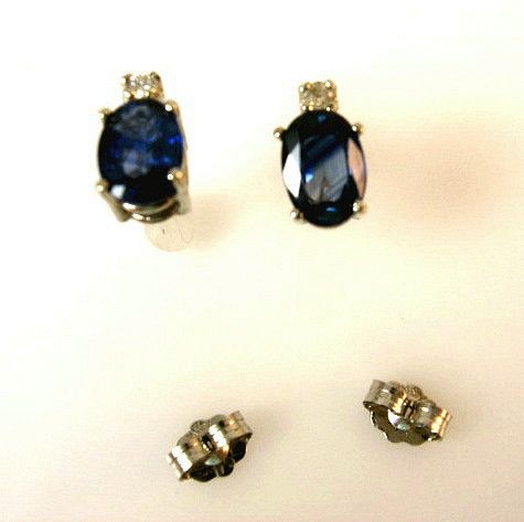 Estate 2.06ctw Sapphire and Diamond 14K Gold Stud Earrings Estate 2.06ctw Sapphire and Diamond 14K Gold Stud Earrings